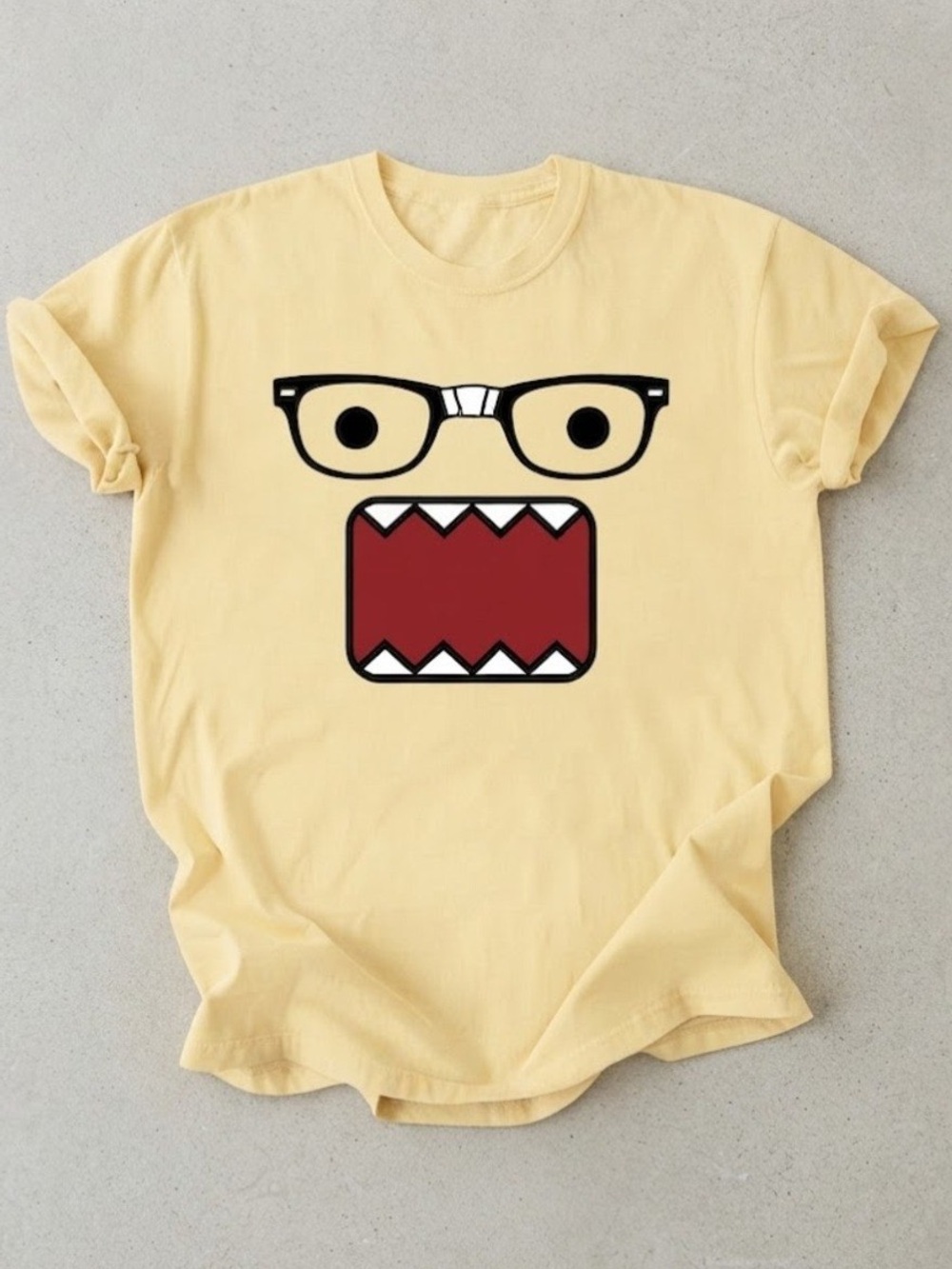 Cute Nerd Glasses Monster Face Graphic Art Gildan T-Shirt